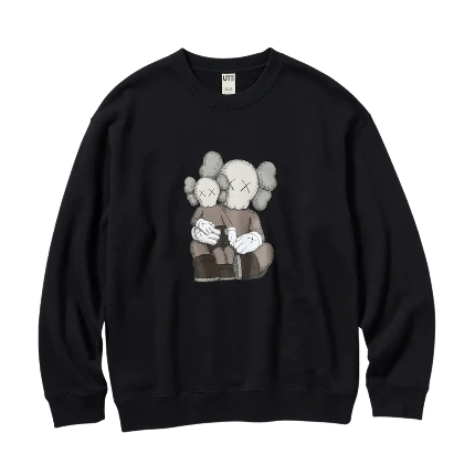 KAWS x UNIQLO BLACK GREY GRAPHIC SWEATSHIRT